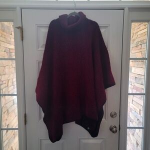 Icewear Icelandic Wool Poncho Cape Cowl Neck One Size OS Burgundy